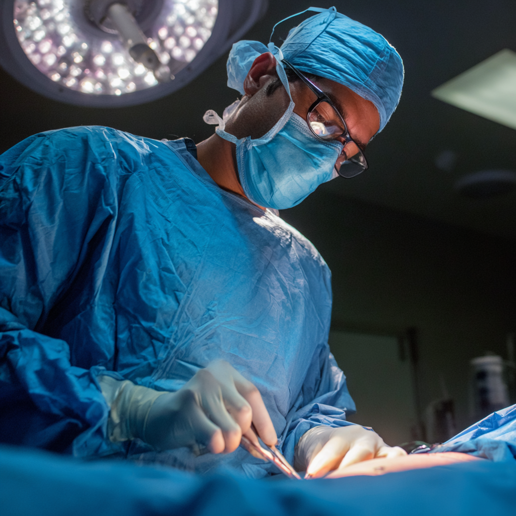 Ein Kinderorthopäde beim Entfernen eines Tumors im Salvida Zentrum für Gesundheit in Kirchham bei Gmunden