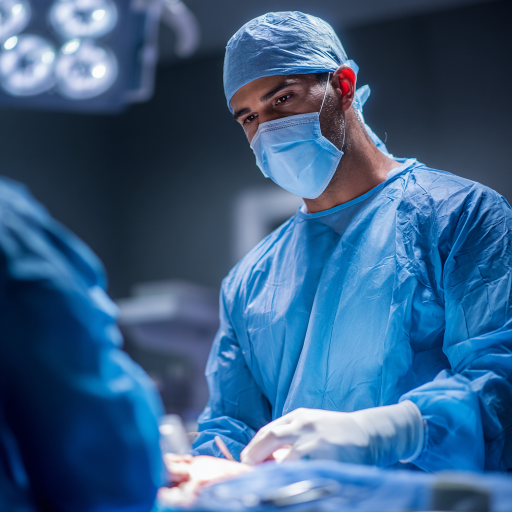 Ein Chirurg bei einer Exostosenentfernung bei einem Kind im Salvida Kirchham beim Gmunden